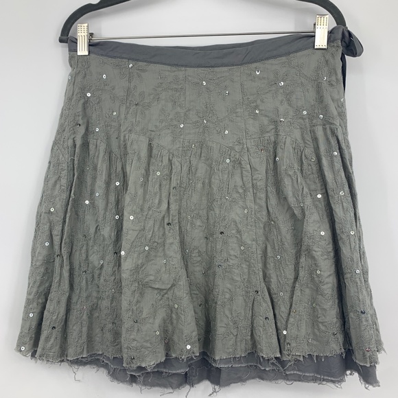 Fossil womens 4 skirt cotton sequins layered frayed hems romantic boho cottage - Picture 1 of 10